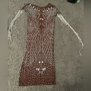 Beautiful nude Rhinestone dress